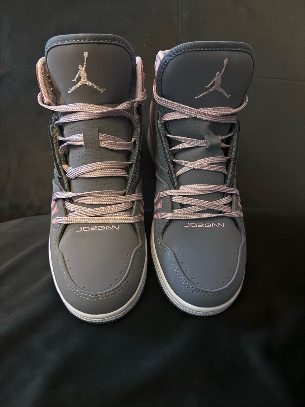 Nike Women's Gray High-Top Sneakers with Pink Accents